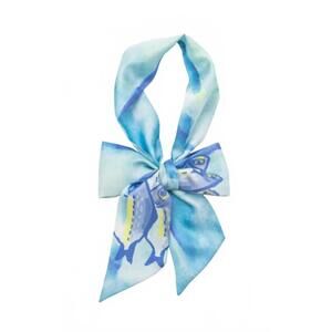 NEW LOST PATTERN NYC women's silk skinny scarf in blue fin